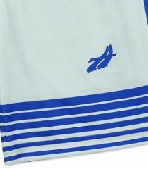 Hemero Teamwear blue feather mark on the mint shorts